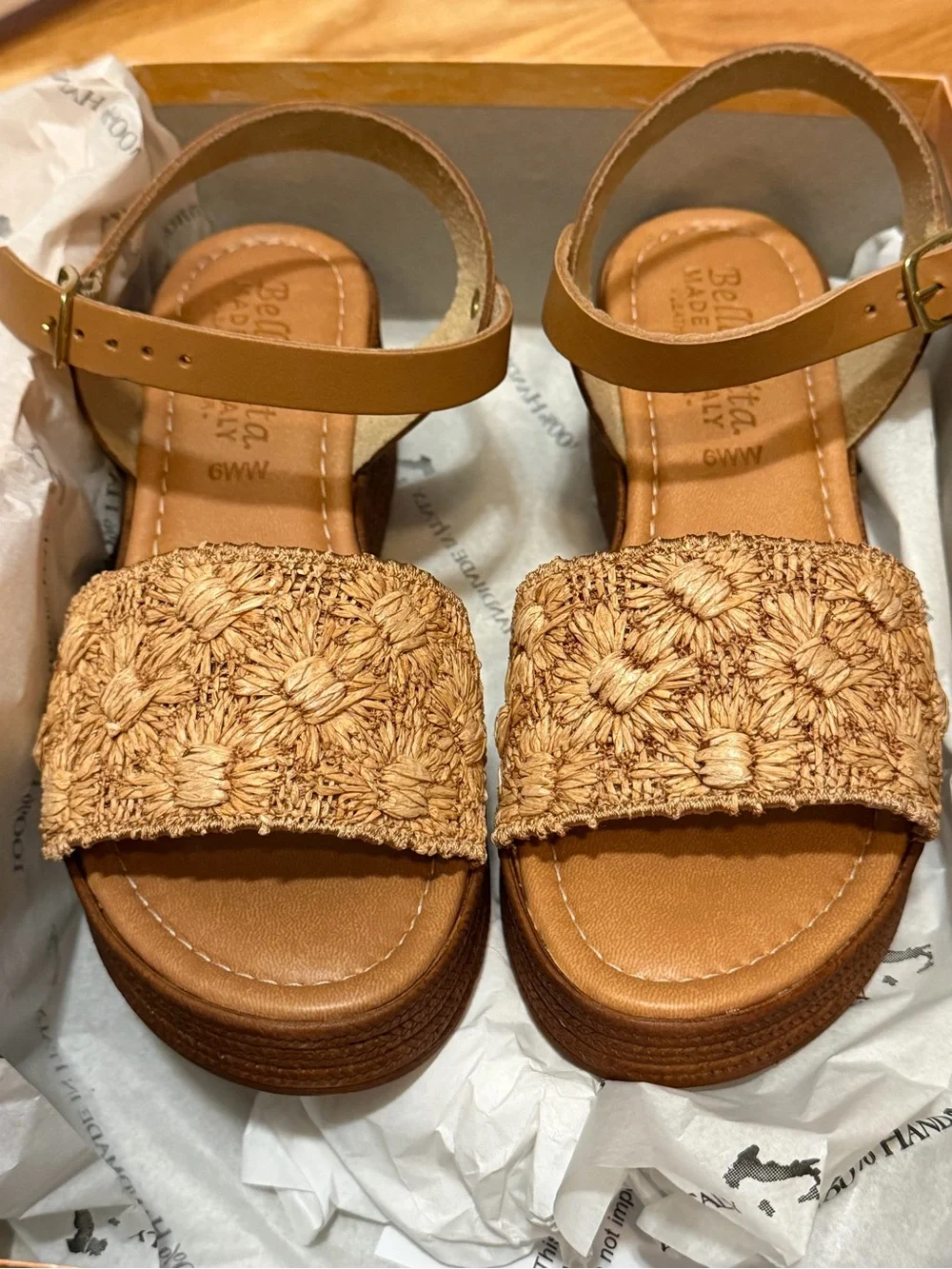 Brown Woven Platform Sandals - Tan